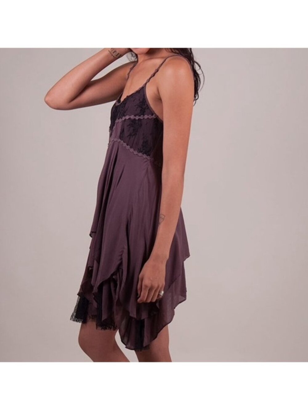 RARE Free People Pieced Together Layered Lace Slip Dress S | Boho Grunge Fairy - Picture 7 of 16